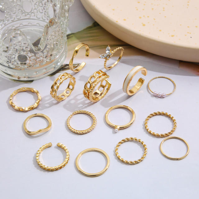 15pcs alloy stackable rings