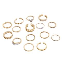 15pcs alloy stackable rings