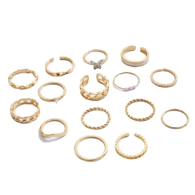 15pcs alloy stackable rings