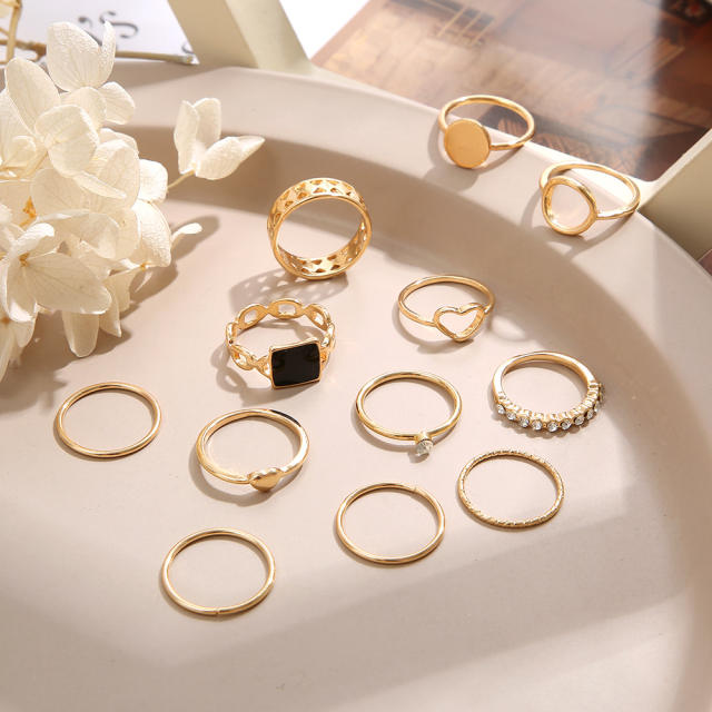12pcs personality alloy stackable rings