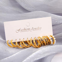 6 pair easy match alloy earring set