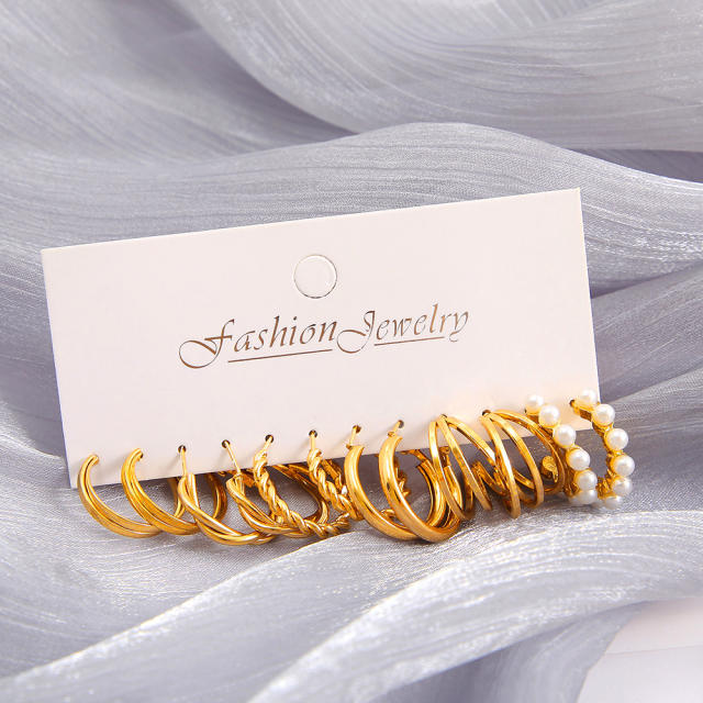 6 pair easy match alloy earring set