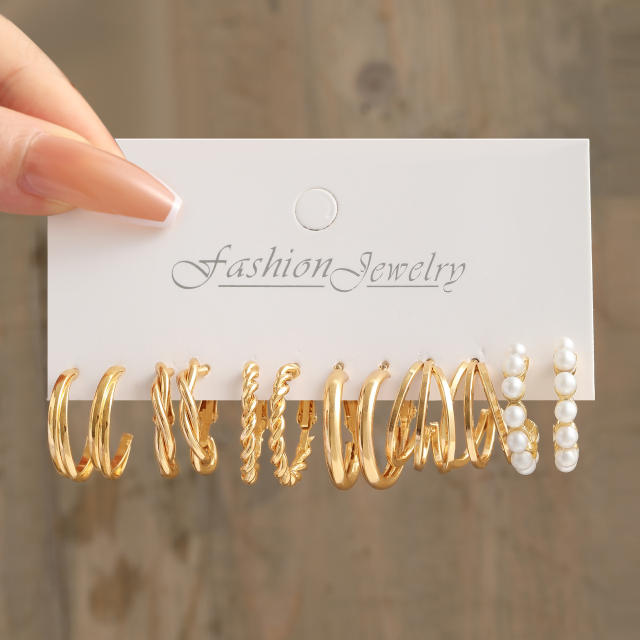 6 pair easy match alloy earring set