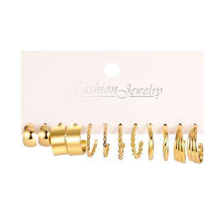 6 pair easy match alloy earring set