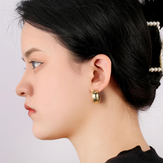 Vintage gold plated copper chunky earrings