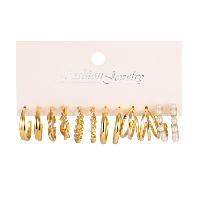 6 pair easy match alloy earring set