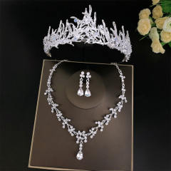 Luxury color glass crystal statement crown jewelry set