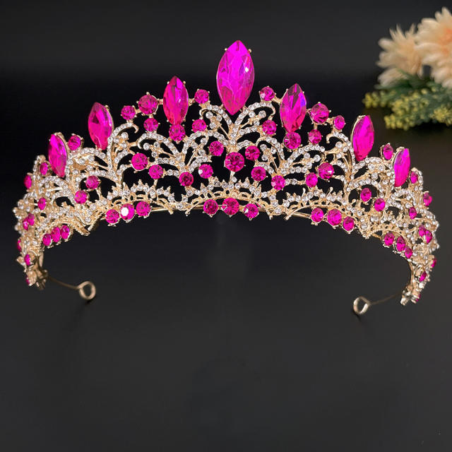 Baroque color glass crystal statement crown