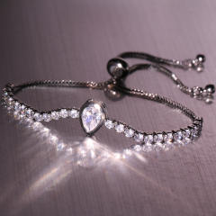 Concise cubic zircon gold plated copper slide bracelet