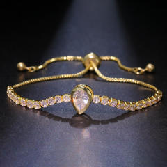 Concise cubic zircon gold plated copper slide bracelet