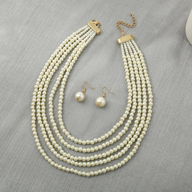 Creative imitation pearl layer jewelry set