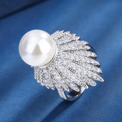 Concise pearl cubic zircon setting chic necklace earring set