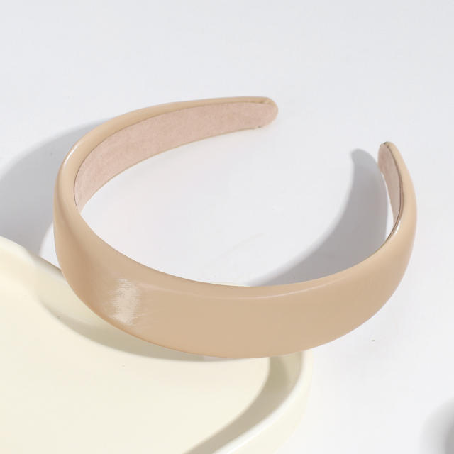 PU leather plain color padded headband