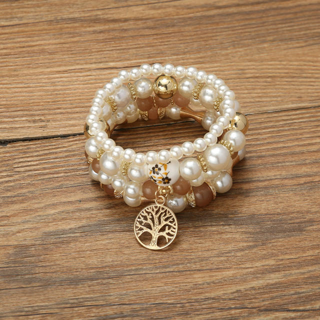 Occiden fashion imitation pearl bead layer bracelet