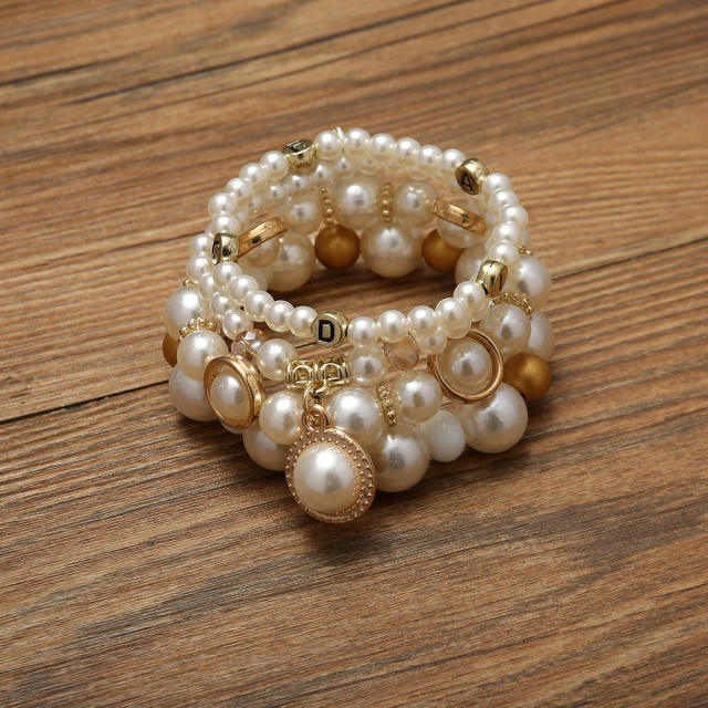 Occiden fashion imitation pearl bead layer bracelet