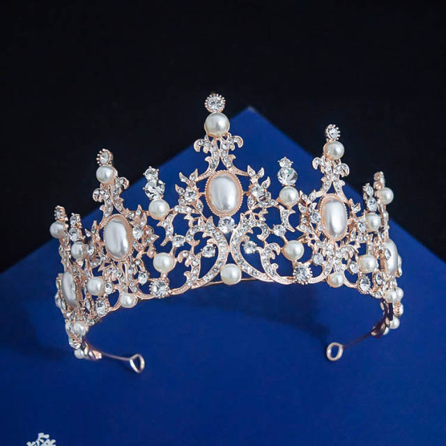 Occident fashion pearl rhinestone setting crown