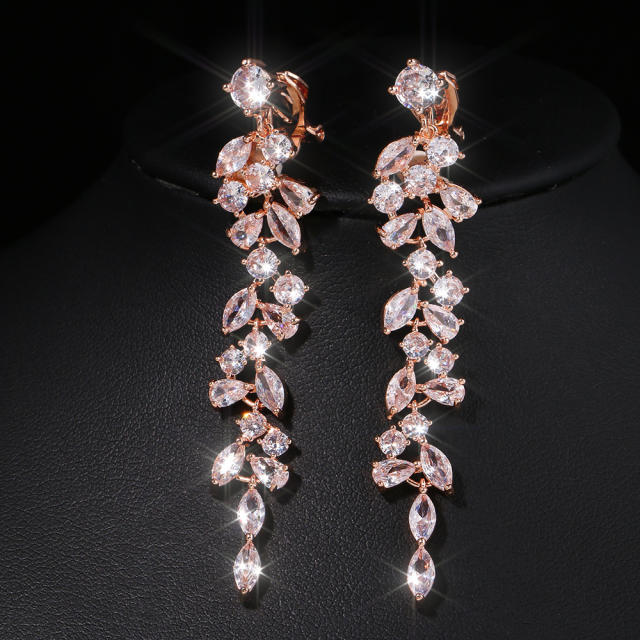 Occident fashion cubic zircon diamond clip on earrings