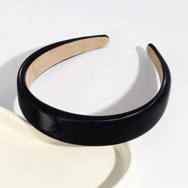 PU leather plain color padded headband