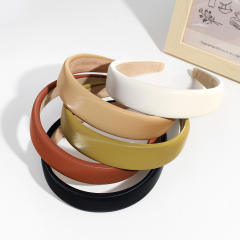 PU leather plain color padded headband