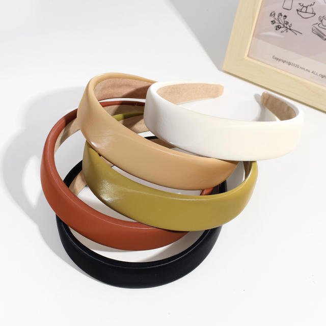 PU leather plain color padded headband