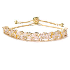 Luxury cubic zircon gold plated copper slide bracelet