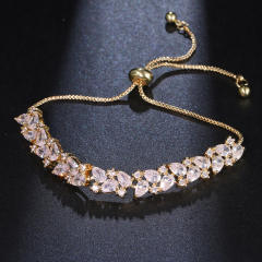 Luxury cubic zircon gold plated copper slide bracelet