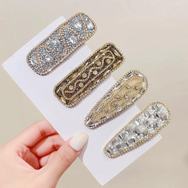 Korean fashion luxury rhinestone snap hair clips