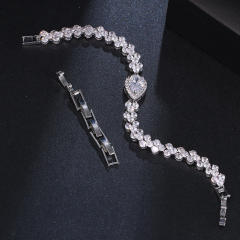 Concise cubic zircon drop shape gold plated copper bracelet
