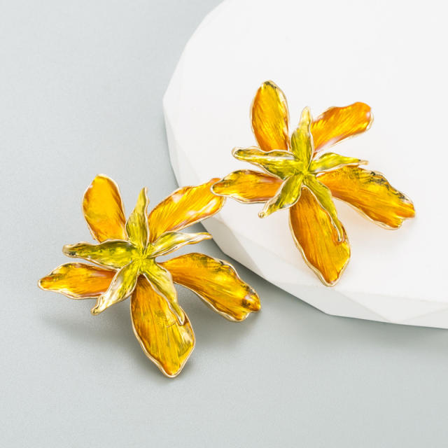 Summer design color enamel flower earrings