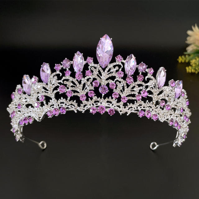 Baroque color glass crystal statement crown