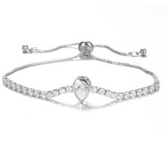 Concise cubic zircon gold plated copper slide bracelet