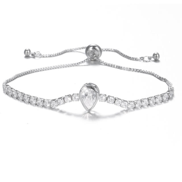Concise cubic zircon gold plated copper slide bracelet