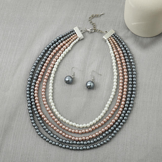 Creative imitation pearl layer jewelry set