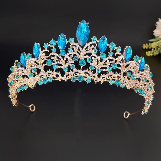 Baroque color glass crystal statement crown