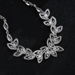 Full cubic zircon flower gold plated copper bracelet