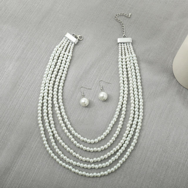 Creative imitation pearl layer jewelry set