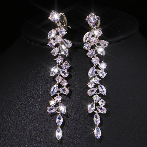 Occident fashion cubic zircon diamond clip on earrings