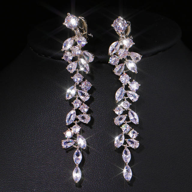 Occident fashion cubic zircon diamond clip on earrings