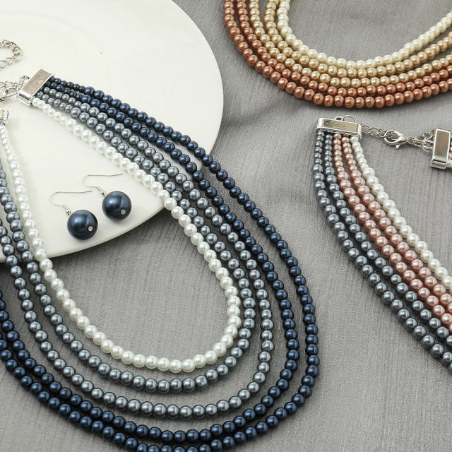 Creative imitation pearl layer jewelry set