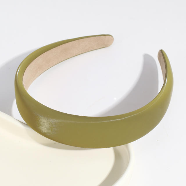 PU leather plain color padded headband