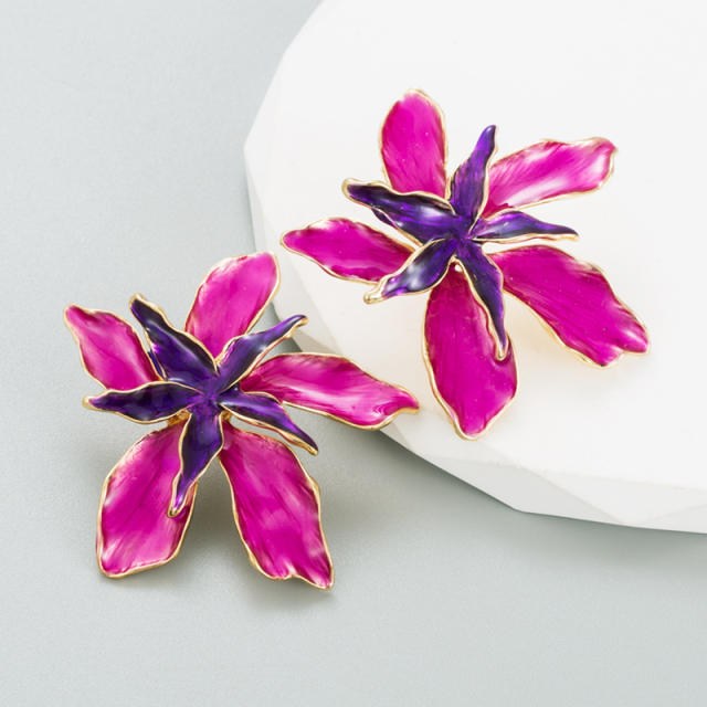 Summer design color enamel flower earrings