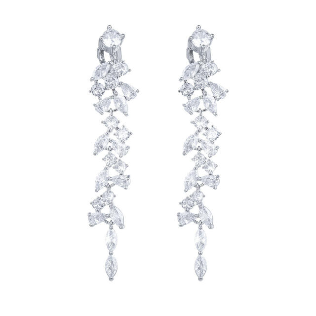 Occident fashion cubic zircon diamond clip on earrings
