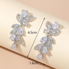 Luxury cubic zircon flower diamond earrings