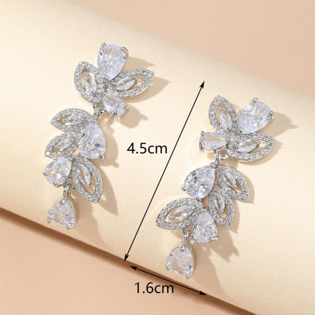 Luxury cubic zircon flower diamond earrings