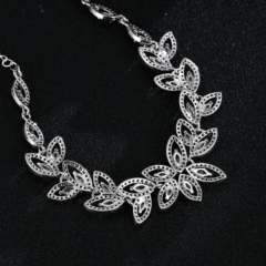 Full cubic zircon flower gold plated copper bracelet