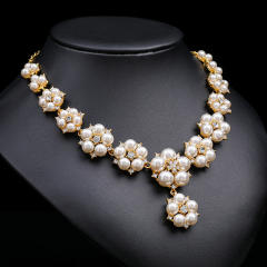 Luxury imitation pearl alloy jewelry set