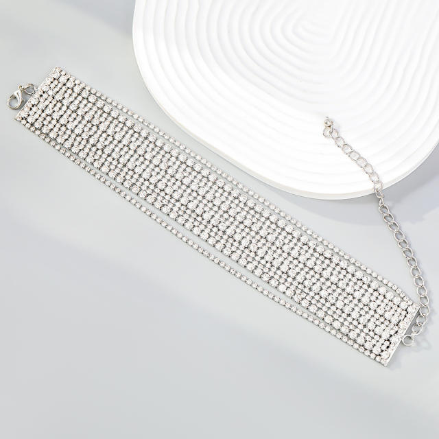 Luxury rhienstone pave setting layer bracelet