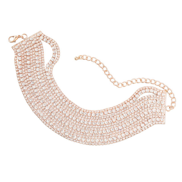 Luxury rhienstone pave setting layer bracelet
