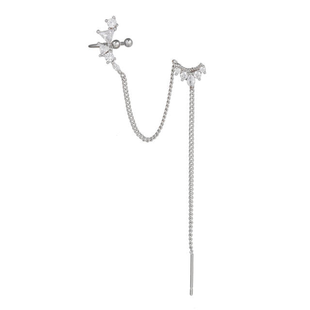Elegant cubic zircon threader earrings