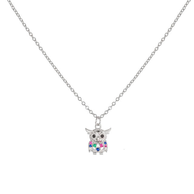Hot sale classic clover owl pendant copper necklace